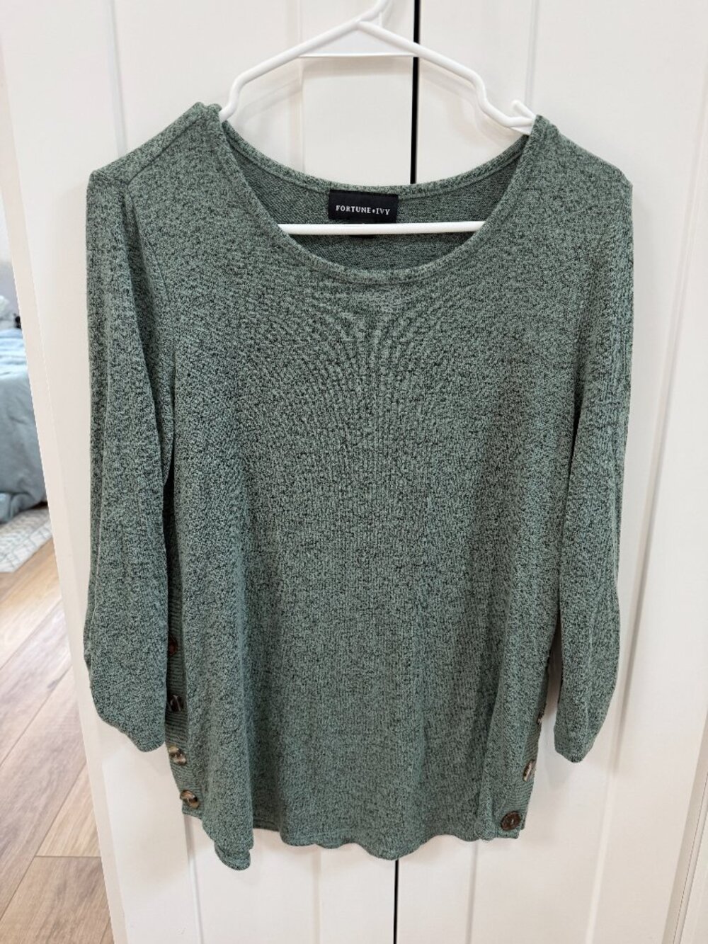 Green sweater with buttons on the sides - never worn!